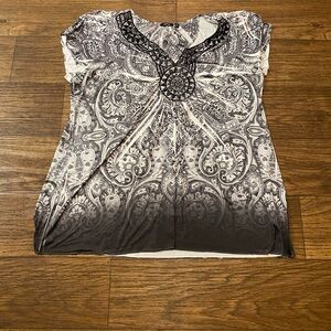 Apt. 9 Black and White Paisley Blouse